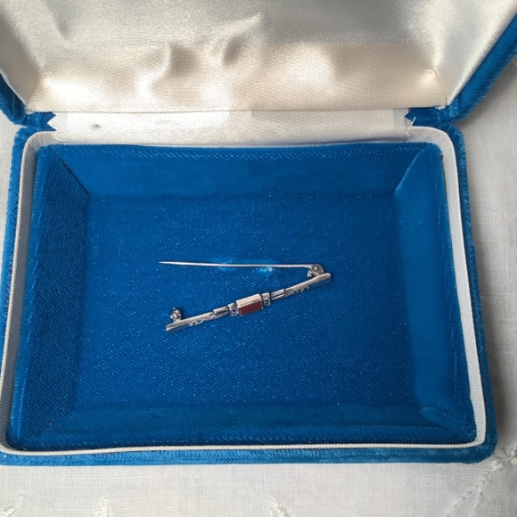 Antique ArtDeco sterling silver and agate brooch - Picture 4 of 7